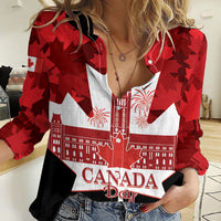 Canada Day Women Casual Shirt 2024 Canadian Maple Leaf Pattern - Wonder Print Shop