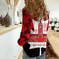 Canada Day Women Casual Shirt 2024 Canadian Maple Leaf Pattern - Wonder Print Shop