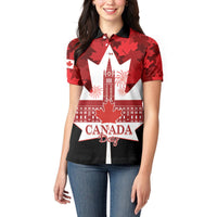 Canada Day Women Polo Shirt 2024 Canadian Maple Leaf Pattern - Wonder Print Shop