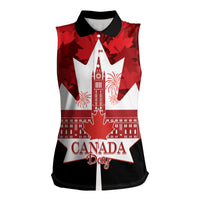 Canada Day Women Sleeveless Polo Shirt 2024 Canadian Maple Leaf Pattern - Wonder Print Shop