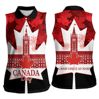 Canada Day Women Sleeveless Polo Shirt 2024 Canadian Maple Leaf Pattern - Wonder Print Shop