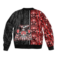 Canada Indigenous Peoples' Day Bomber Jacket Canadian Raven Haida Pattern