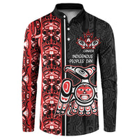 Canada Indigenous Peoples' Day Button Sweatshirt Canadian Raven Haida Pattern