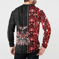 Canada Indigenous Peoples' Day Button Sweatshirt Canadian Raven Haida Pattern