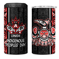 Canada Indigenous Peoples' Day 4 in 1 Can Cooler Tumbler Canadian Raven Haida Pattern