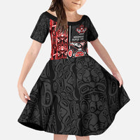 Canada Indigenous Peoples' Day Family Matching Off Shoulder Maxi Dress and Hawaiian Shirt Canadian Raven Haida Pattern
