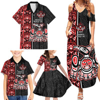 Canada Indigenous Peoples' Day Family Matching Summer Maxi Dress and Hawaiian Shirt Canadian Raven Haida Pattern