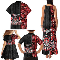 Canada Indigenous Peoples' Day Family Matching Tank Maxi Dress and Hawaiian Shirt Canadian Raven Haida Pattern