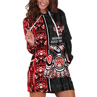 Canada Indigenous Peoples' Day Hoodie Dress Canadian Raven Haida Pattern