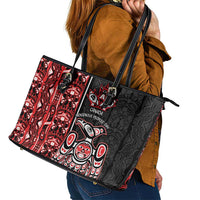 Canada Indigenous Peoples' Day Leather Tote Bag Canadian Raven Haida Pattern