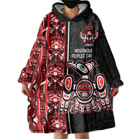 Canada Indigenous Peoples' Day Wearable Blanket Hoodie Canadian Raven Haida Pattern