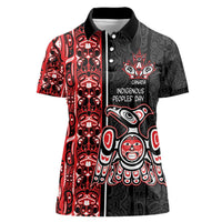 Canada Indigenous Peoples' Day Women Polo Shirt Canadian Raven Haida Pattern
