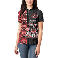 Canada Indigenous Peoples' Day Women Polo Shirt Canadian Raven Haida Pattern