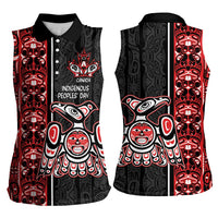 Canada Indigenous Peoples' Day Women Sleeveless Polo Shirt Canadian Raven Haida Pattern