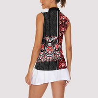 Canada Indigenous Peoples' Day Women Sleeveless Polo Shirt Canadian Raven Haida Pattern