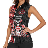 Canada Indigenous Peoples' Day Women Sleeveless Polo Shirt Canadian Raven Haida Pattern