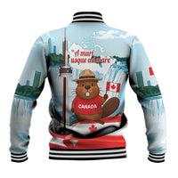Canada Day Baseball Jacket Cute Beaver With Flag