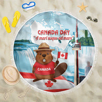 Canada Day Beach Blanket Cute Beaver With Flag