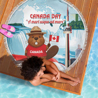 Canada Day Beach Blanket Cute Beaver With Flag