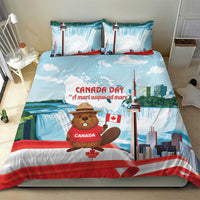Canada Day Bedding Set Cute Beaver With Flag