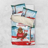 Canada Day Bedding Set Cute Beaver With Flag