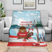 Canada Day Blanket Cute Beaver With Flag