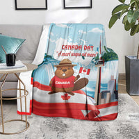 Canada Day Blanket Cute Beaver With Flag