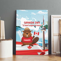 Canada Day Canvas Wall Art Cute Beaver With Flag