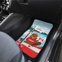Canada Day Car Mats Cute Beaver With Flag