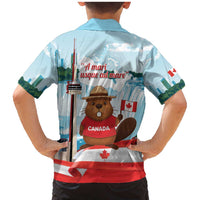 Canada Day Family Matching Mermaid Dress and Hawaiian Shirt Cute Beaver With Flag