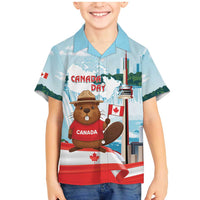 Canada Day Family Matching Mermaid Dress and Hawaiian Shirt Cute Beaver With Flag