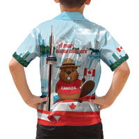 Canada Day Family Matching Off Shoulder Maxi Dress and Hawaiian Shirt Cute Beaver With Flag