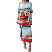 Canada Day Family Matching Puletasi and Hawaiian Shirt Cute Beaver With Flag