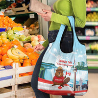 Canada Day Grocery Bag Cute Beaver With Flag