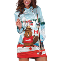 Canada Day Hoodie Dress Cute Beaver With Flag