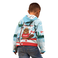 Canada Day Kid Hoodie Cute Beaver With Flag