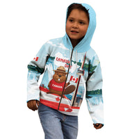 Canada Day Kid Hoodie Cute Beaver With Flag