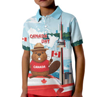Canada Day Kid Polo Shirt Cute Beaver With Flag