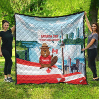 Canada Day Quilt Cute Beaver With Flag