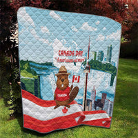 Canada Day Quilt Cute Beaver With Flag