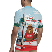 Canada Day Rugby Jersey Cute Beaver With Flag
