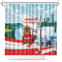 Canada Day Shower Curtain Cute Beaver With Flag