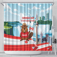 Canada Day Shower Curtain Cute Beaver With Flag
