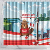 Canada Day Shower Curtain Cute Beaver With Flag