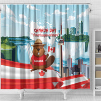 Canada Day Shower Curtain Cute Beaver With Flag