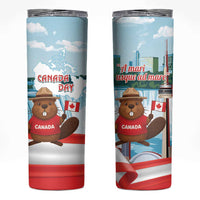 Canada Day Skinny Tumbler Cute Beaver With Flag