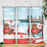 Canada Day Skinny Tumbler Cute Beaver With Flag