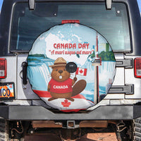 Canada Day Spare Tire Cover Cute Beaver With Flag
