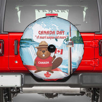 Canada Day Spare Tire Cover Cute Beaver With Flag
