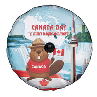 Canada Day Spare Tire Cover Cute Beaver With Flag